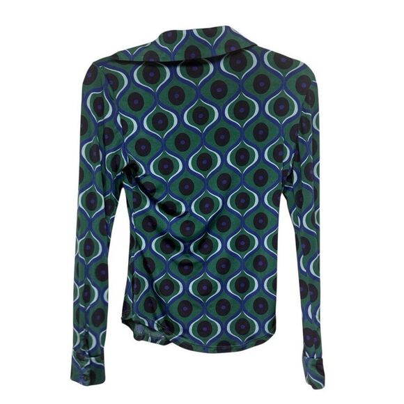 Zara retro print long sleeve button down top size XS - Picture 2 of 3